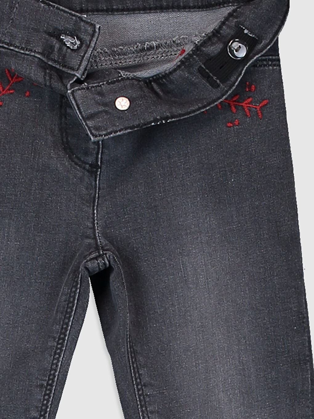 Gri Dar Kalıp Kız Bebek Jean-2