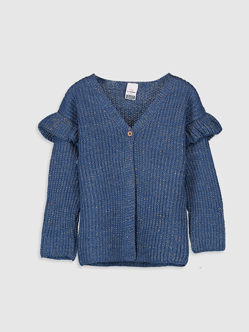 Mavi Bisiklet Yaka Kız Bebek Hırka