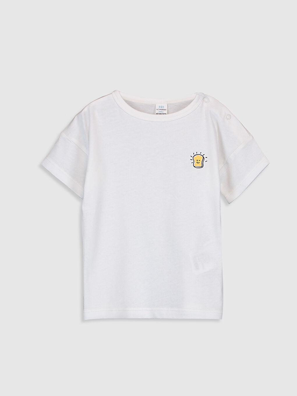 Ekru Bisiklet Yaka Kısa Kollu Erkek Bebek Tişört ve Salopet 2'li Takım-2