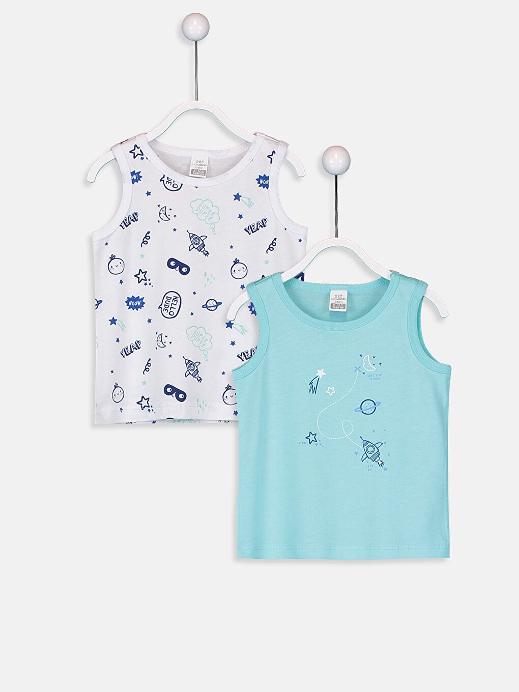 Turkuaz Erkek Bebek Pamuklu Atlet 2'li