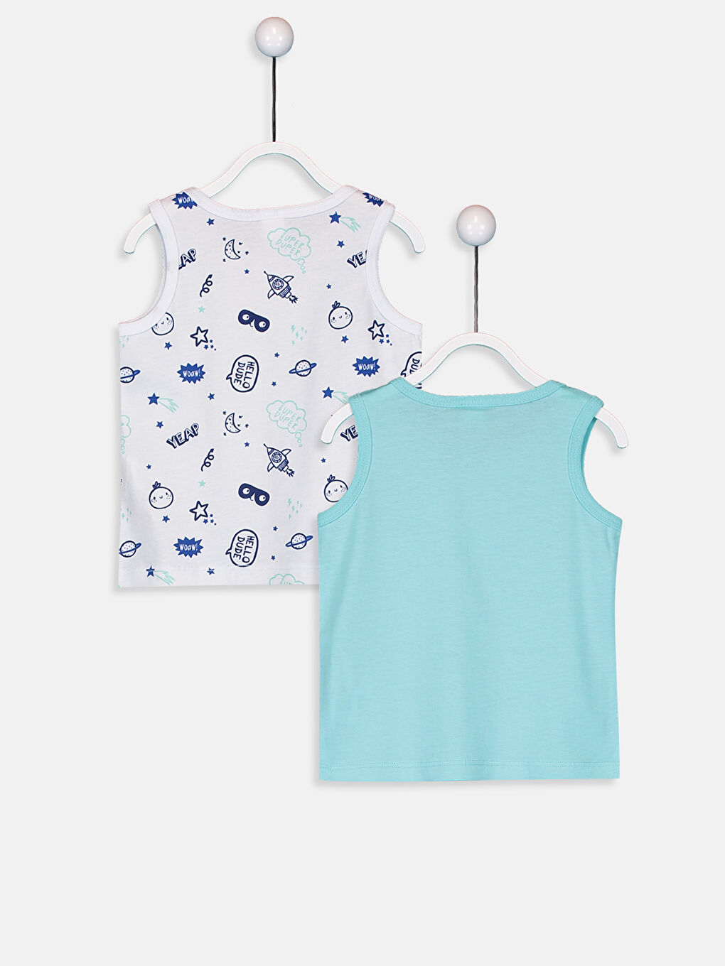 Turkuaz Erkek Bebek Pamuklu Atlet 2'li-1