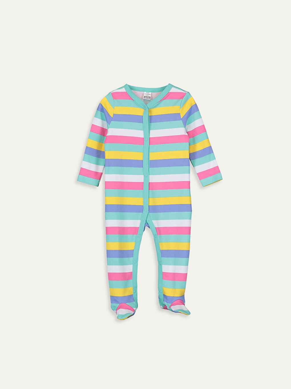 Beyaz Kız Bebek Çizgili Tulum