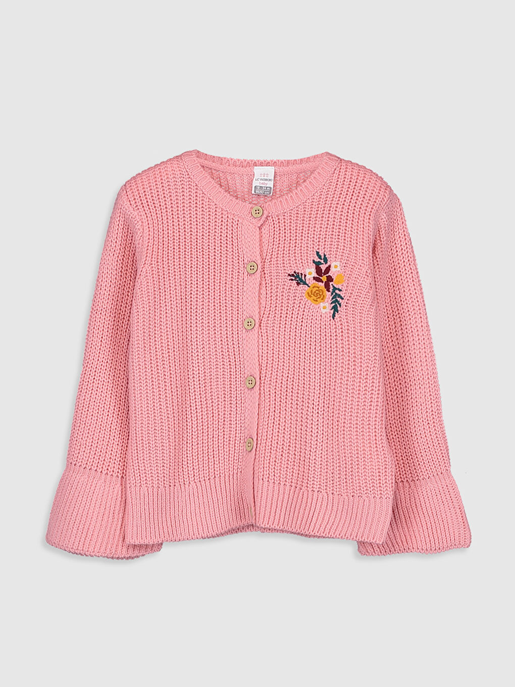 Pembe Bisiklet Yaka Kız Bebek Hırka