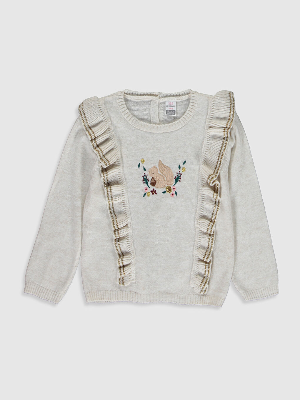 Bej Bisiklet Yaka Kız Bebek Kazak