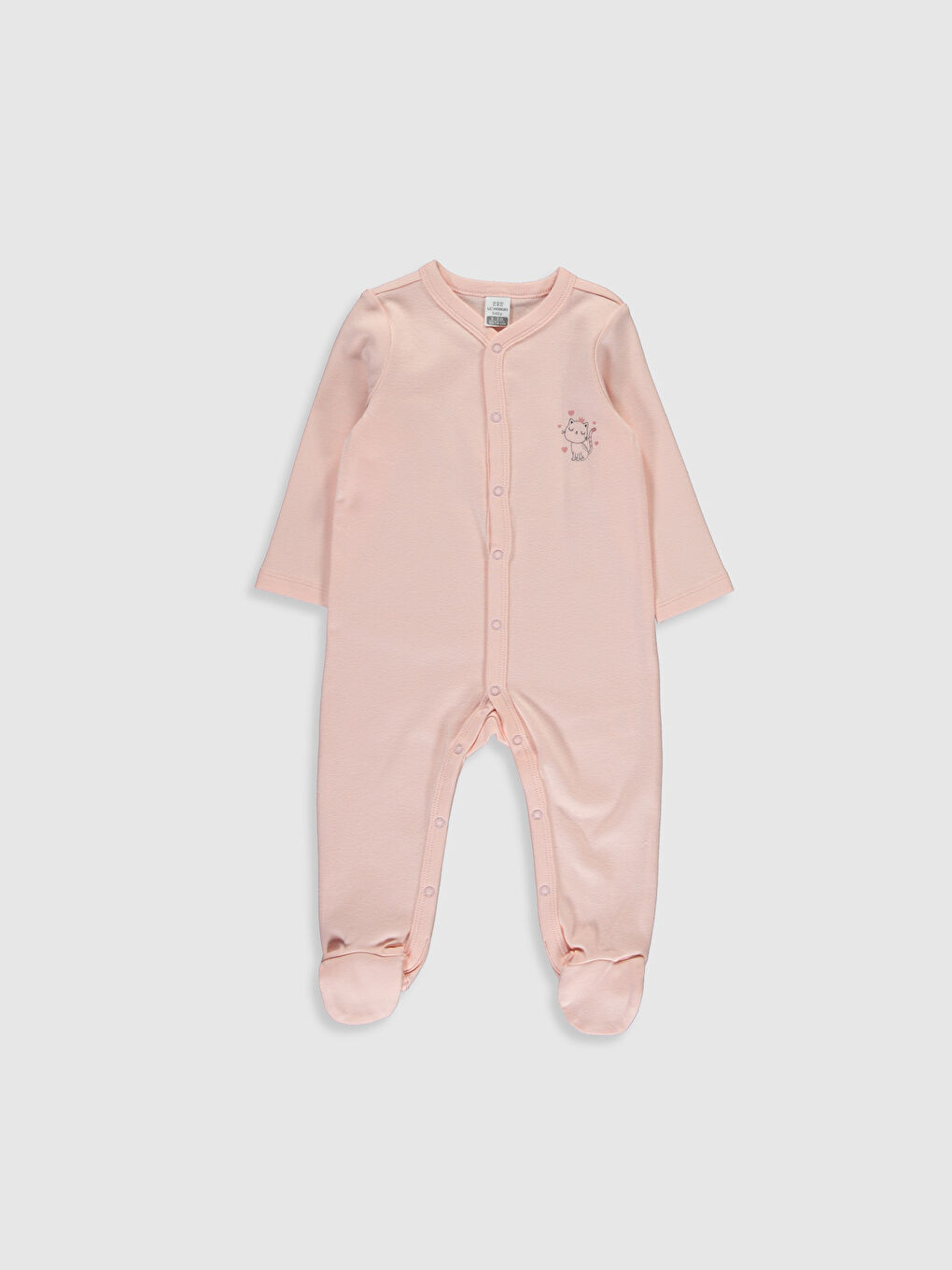 Pembe Organik Pamuklu Yenidoğan Patikli Tulum