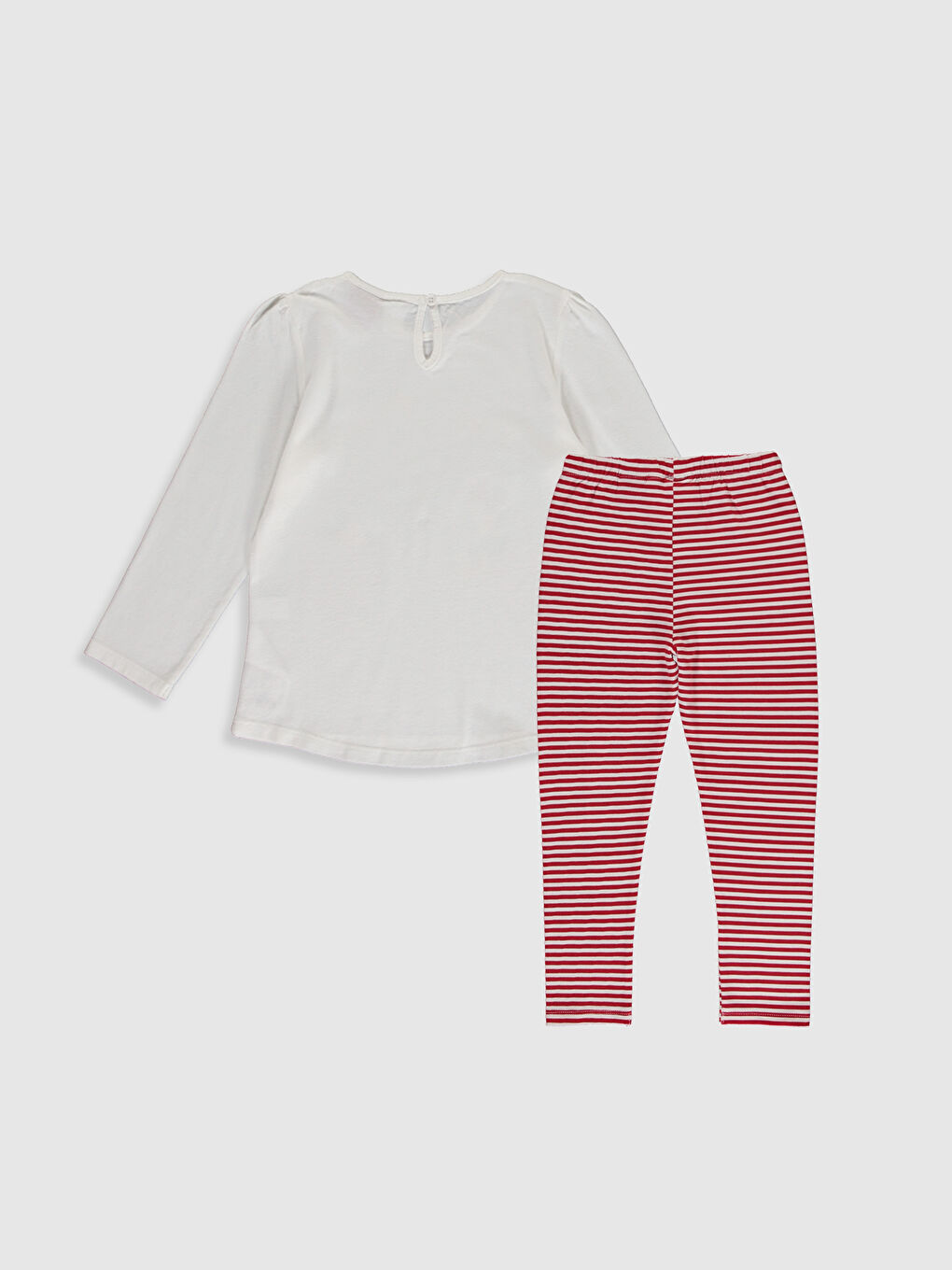 Ekru Kız Bebek Mickey Mouse Baskılı Tişört ve Tayt-1