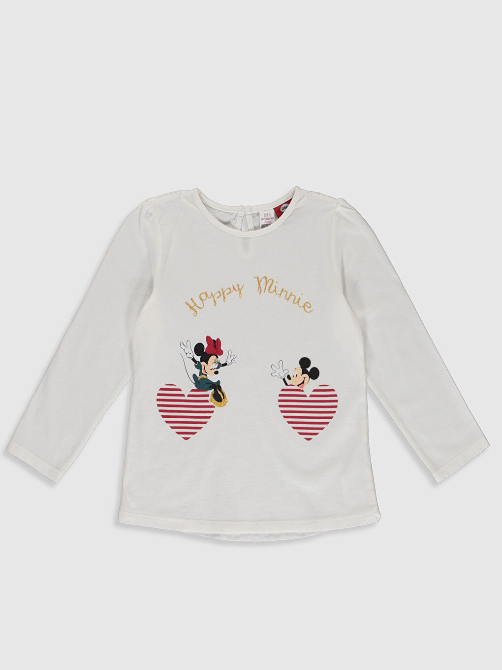 Ekru Kız Bebek Mickey Mouse Baskılı Tişört ve Tayt-2