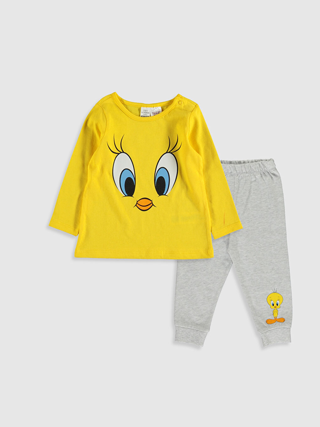 Sarı Kız Bebek Tweety Baskılı Pijama Takımı