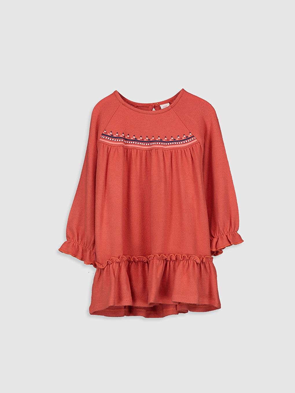 Rochie pentru Bebeluși Fete cu Mânecă Lungă și Model, Guler Rotund