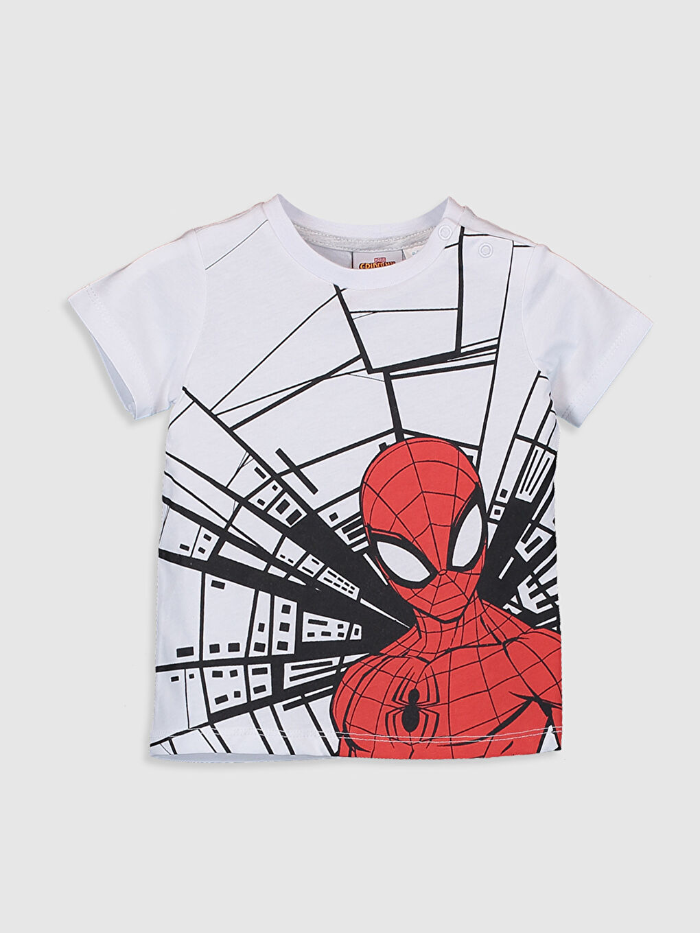 Beyaz Bisiklet Yaka Kısa Kollu Erkek Bebek Tişört