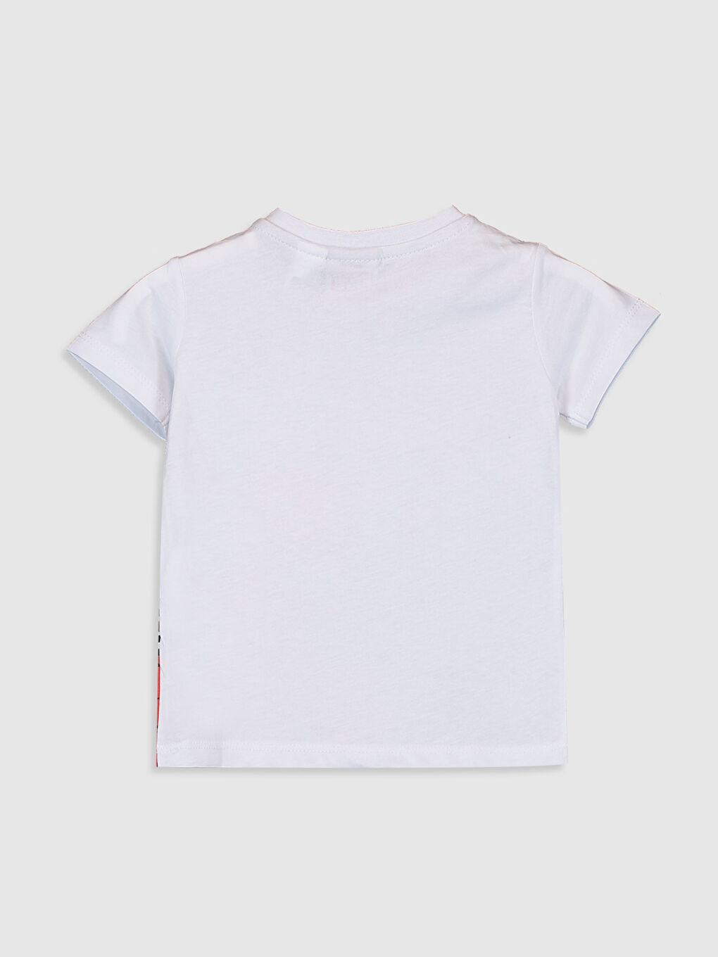 Beyaz Bisiklet Yaka Kısa Kollu Erkek Bebek Tişört-1