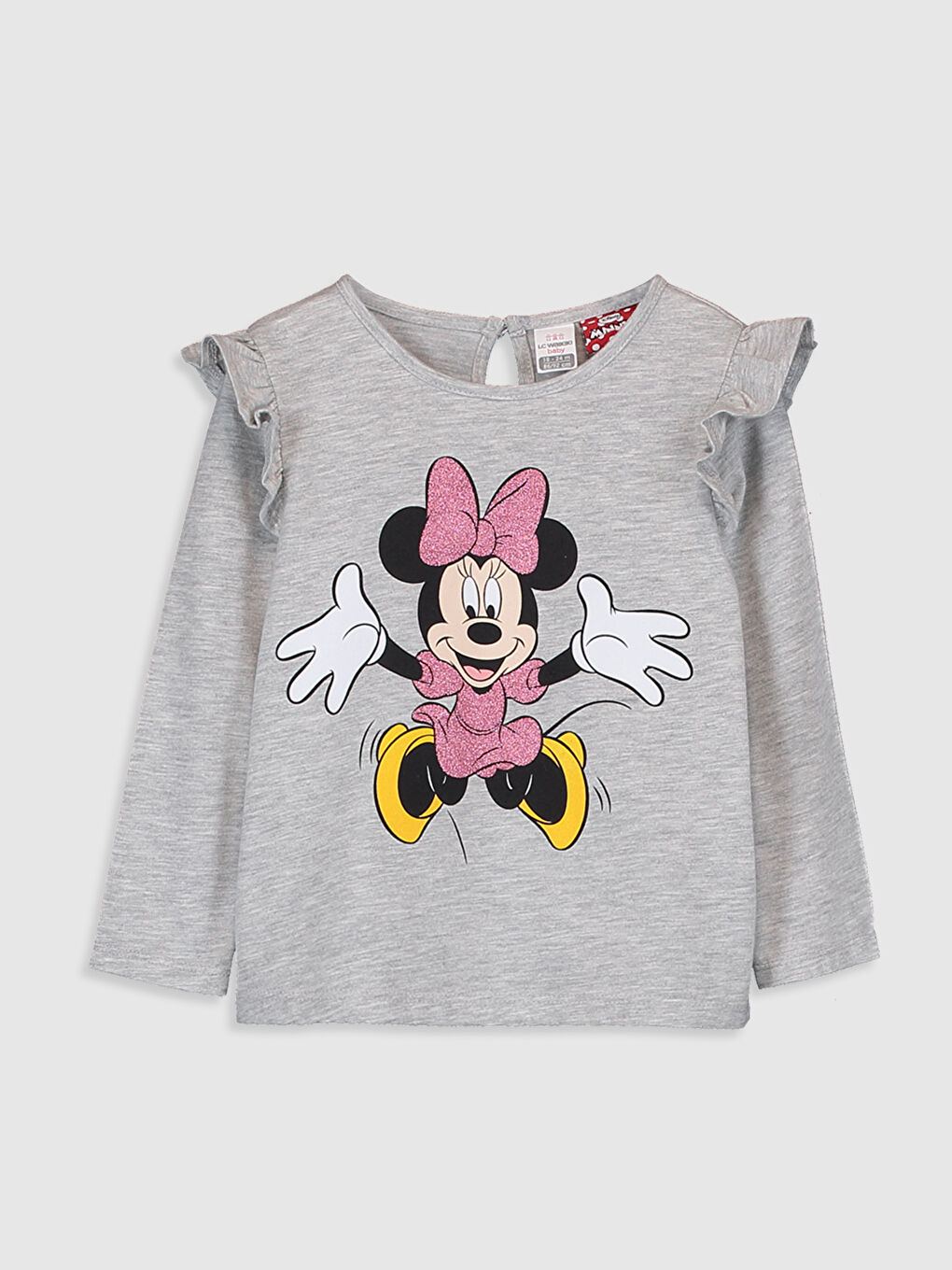 Gri Kız Bebek Minnie Mouse Baskılı Tişört