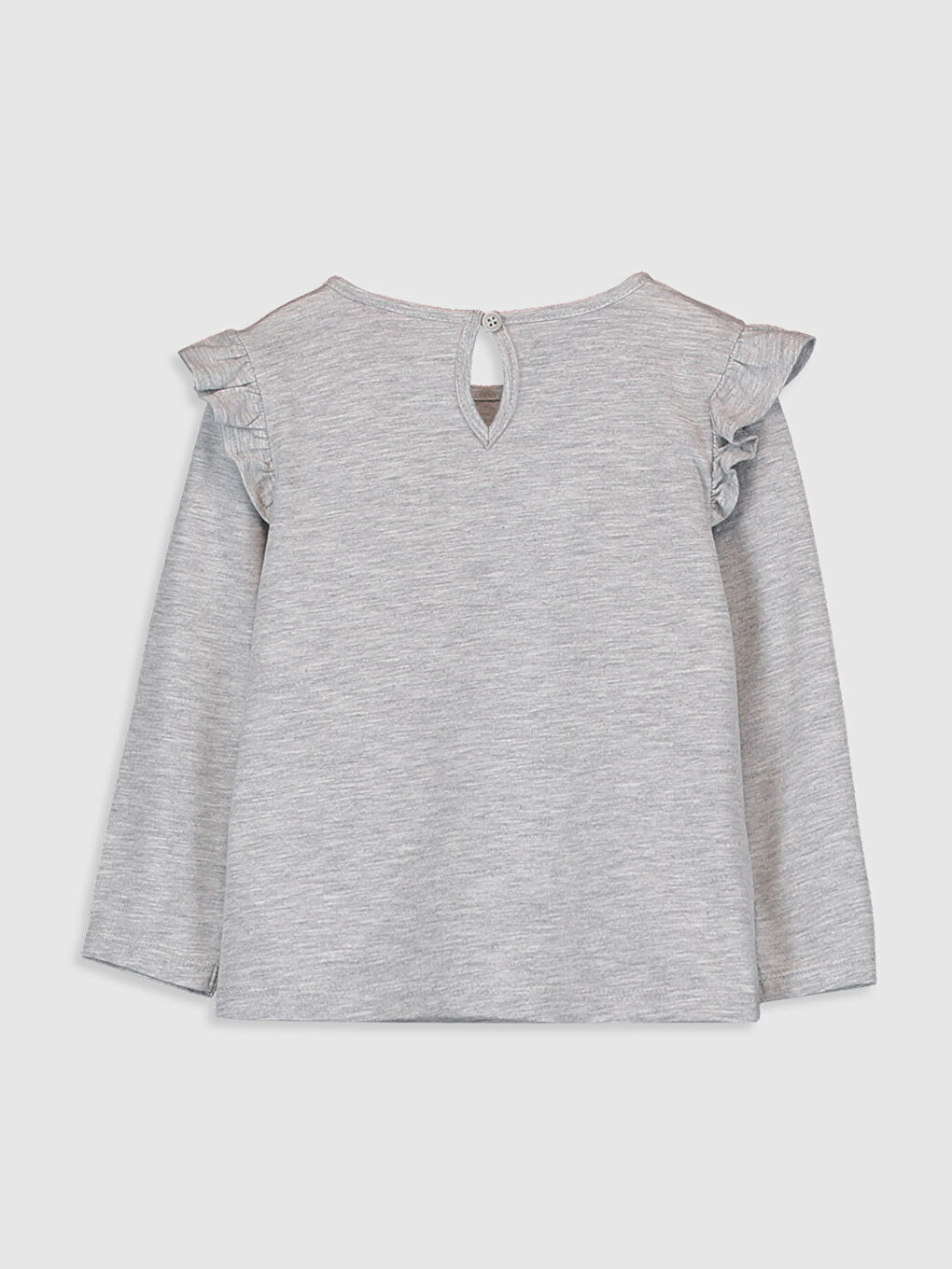 Gri Kız Bebek Minnie Mouse Baskılı Tişört-1