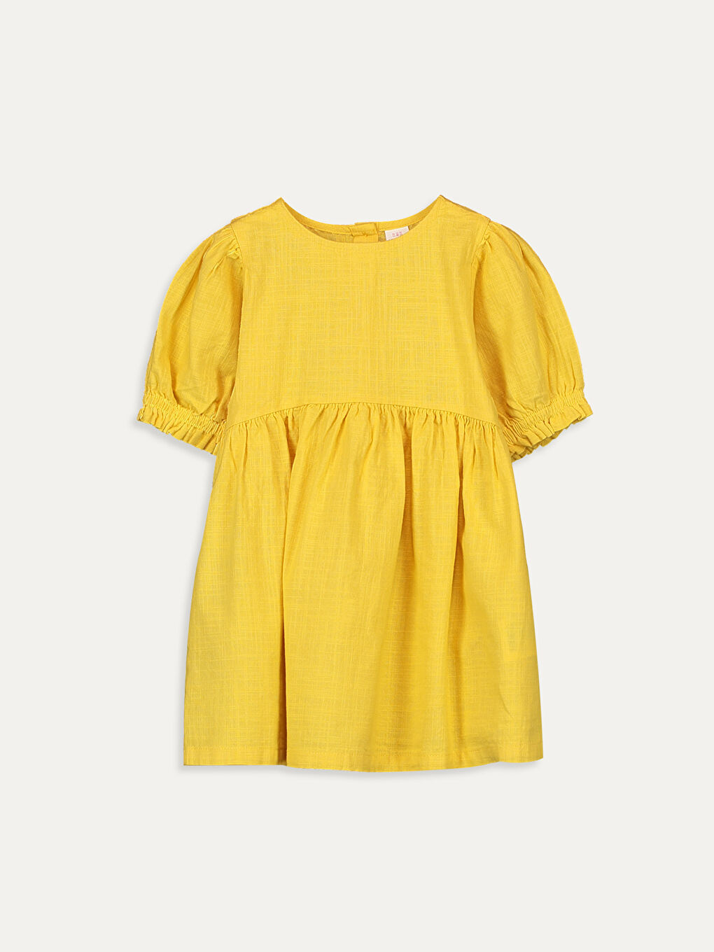Sarı Bisiklet Yaka Kısa Kol Basic Pamuklu Kız Bebek Elbise