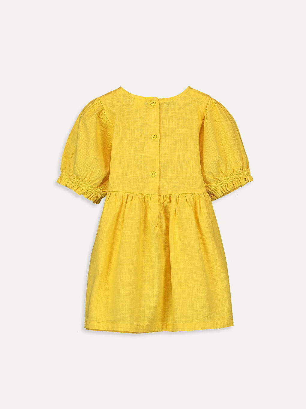 Sarı Bisiklet Yaka Kısa Kol Basic Pamuklu Kız Bebek Elbise-1