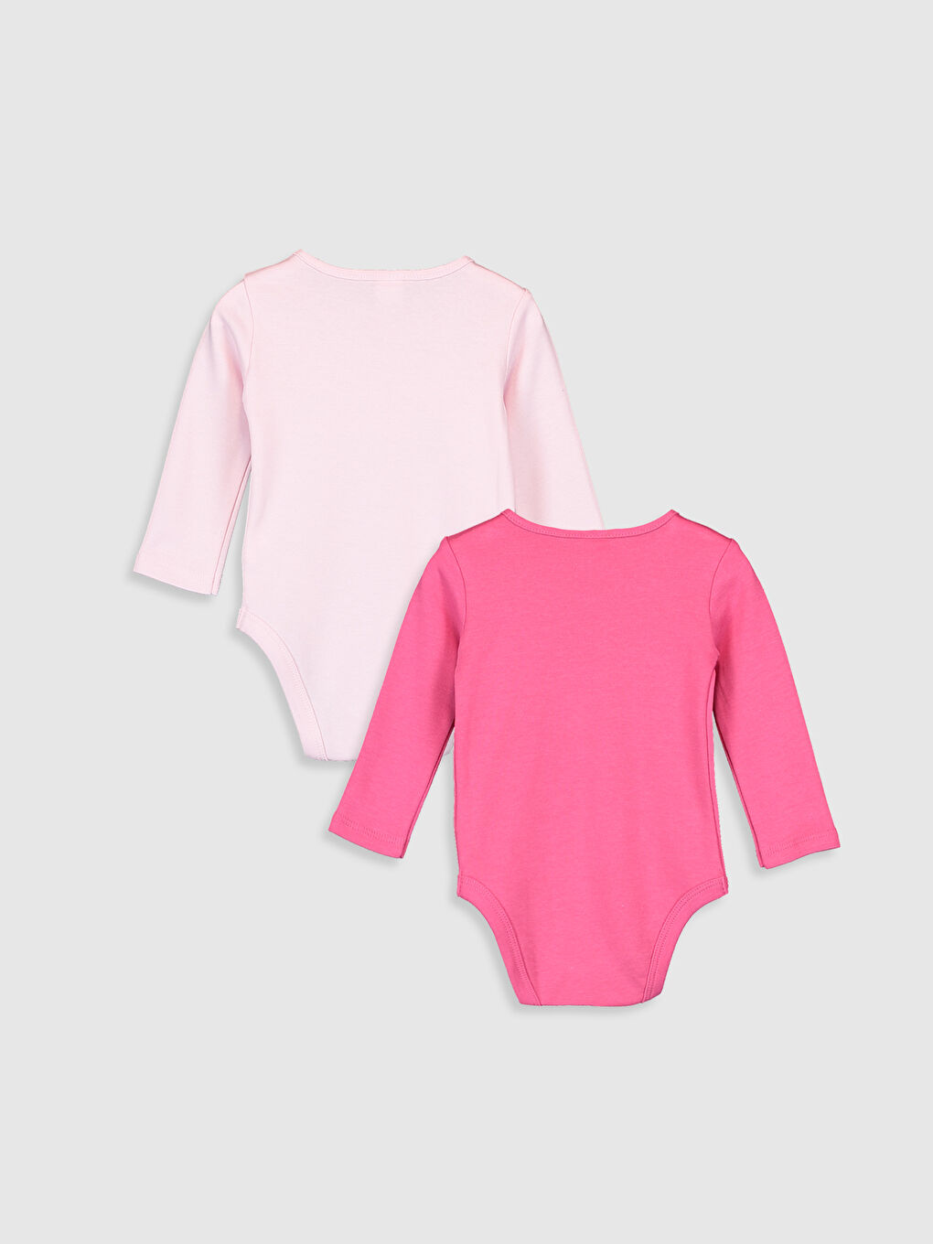 Pembe Bisiklet Yaka Uzun Kol Kız Bebek Çıtçıtlı Body 2'li-1