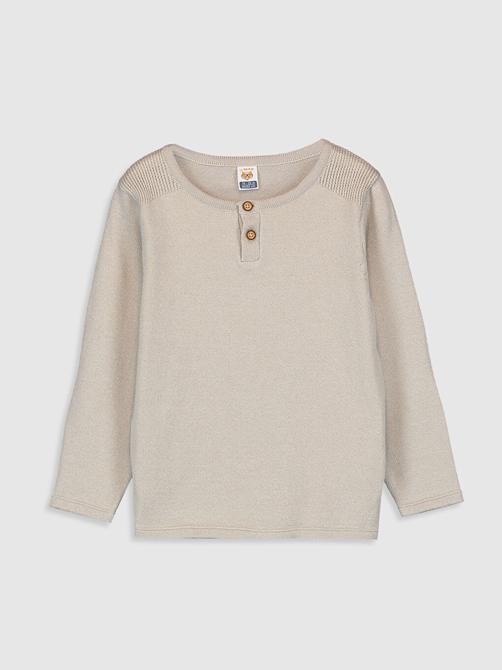 Ekru Bisiklet Yaka Uzun Kol Basic Erkek Bebek Triko Kazak