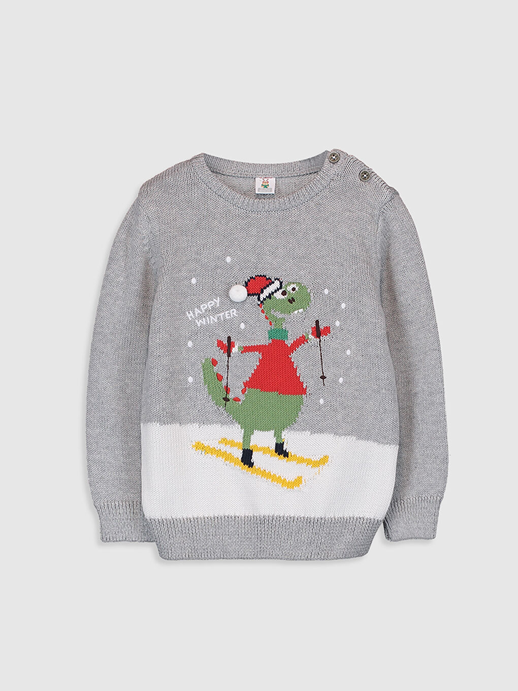 Gri Bisiklet Yaka Erkek Bebek Kazak