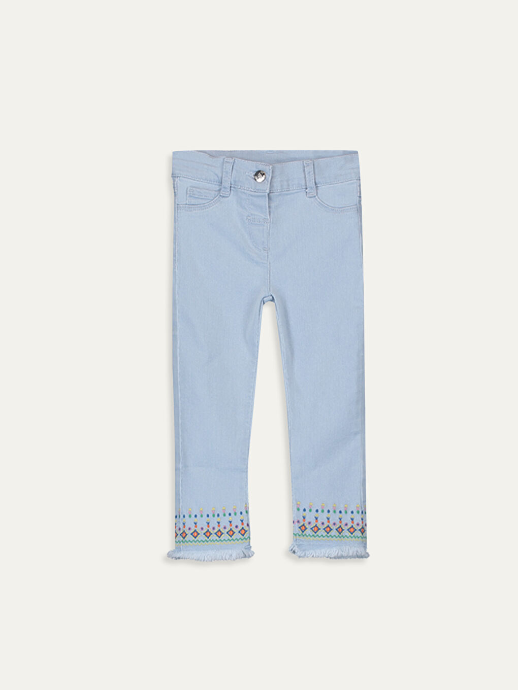 İndigo Beli Lastikli Basic Kız Bebek Jean Pantolon