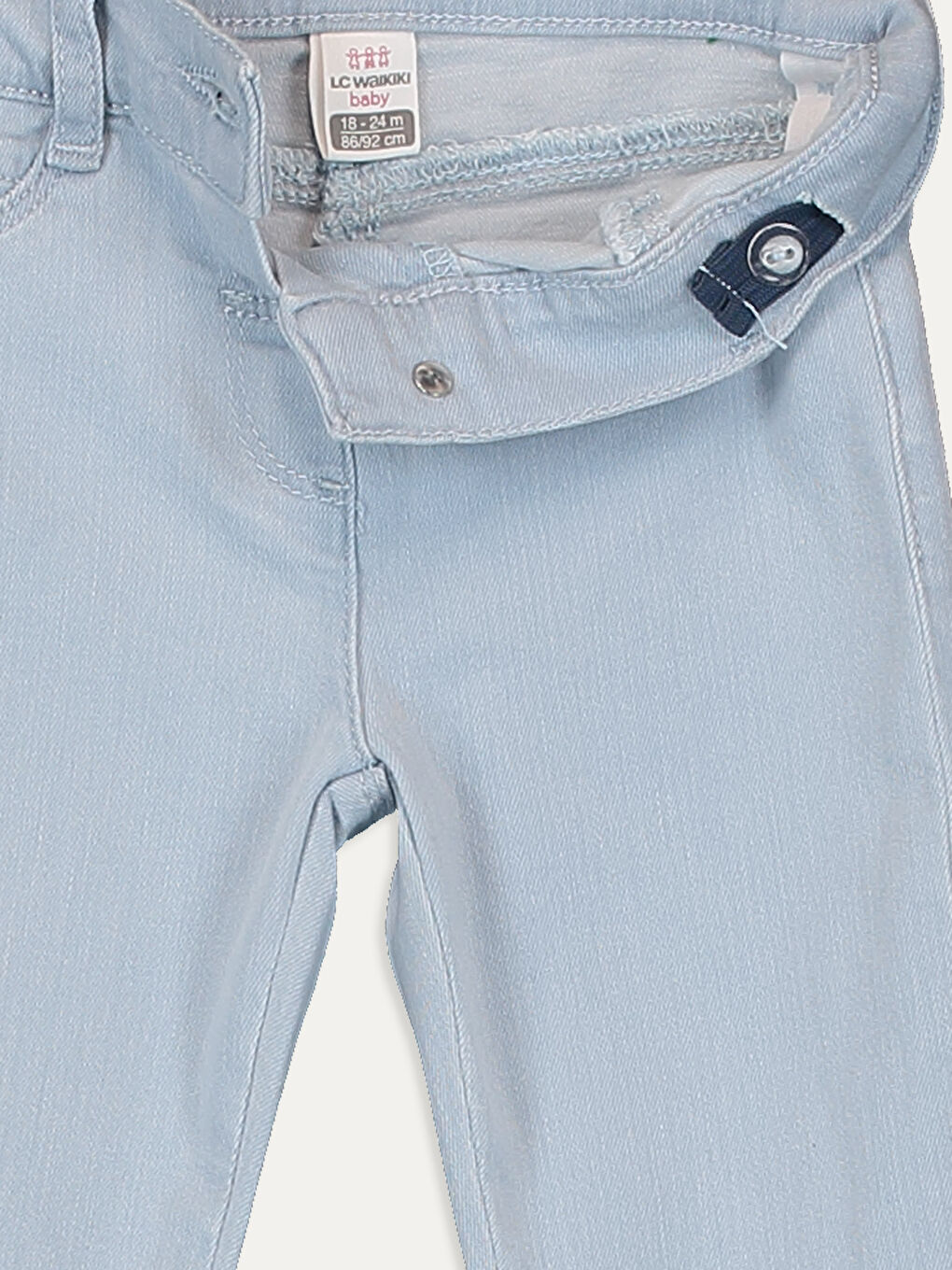 İndigo Beli Lastikli Basic Kız Bebek Jean Pantolon-2