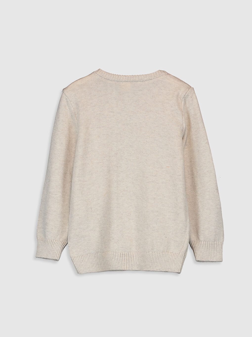 Ekru Bisiklet Yaka Uzun Kollu Baskılı Erkek Bebek Triko Kazak-1