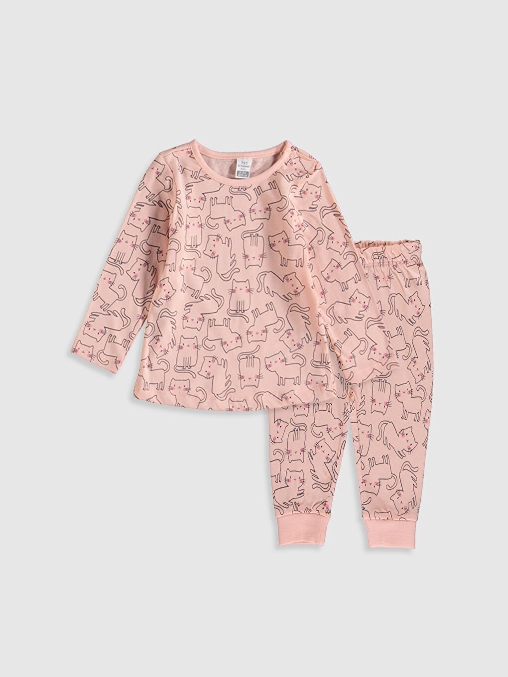 Crew Neck Long Sleeve Printed Baby Girl Pajamas Suit