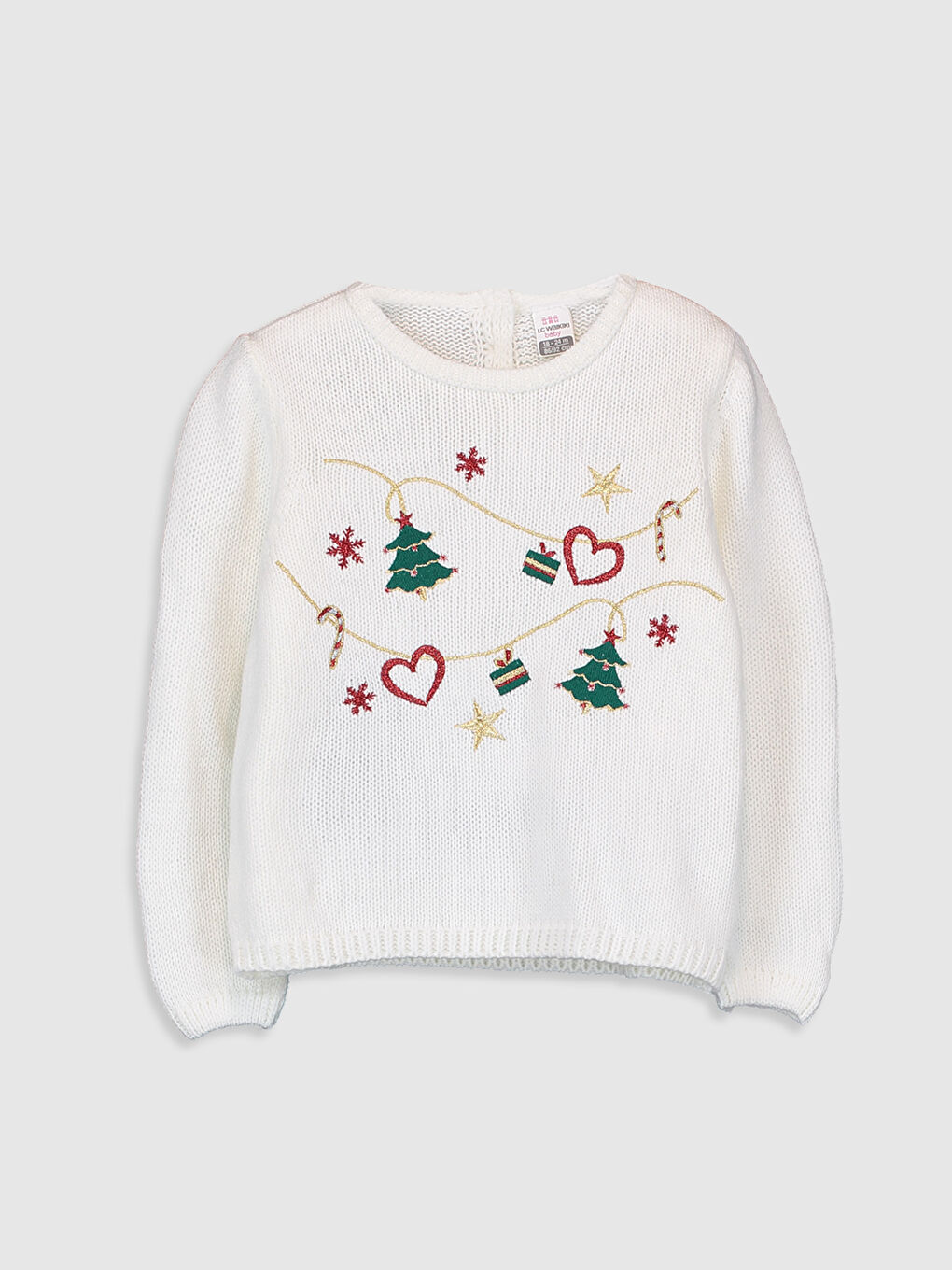 Pull-over en tricot imprimé à manches longues et col rond pour bébé fille