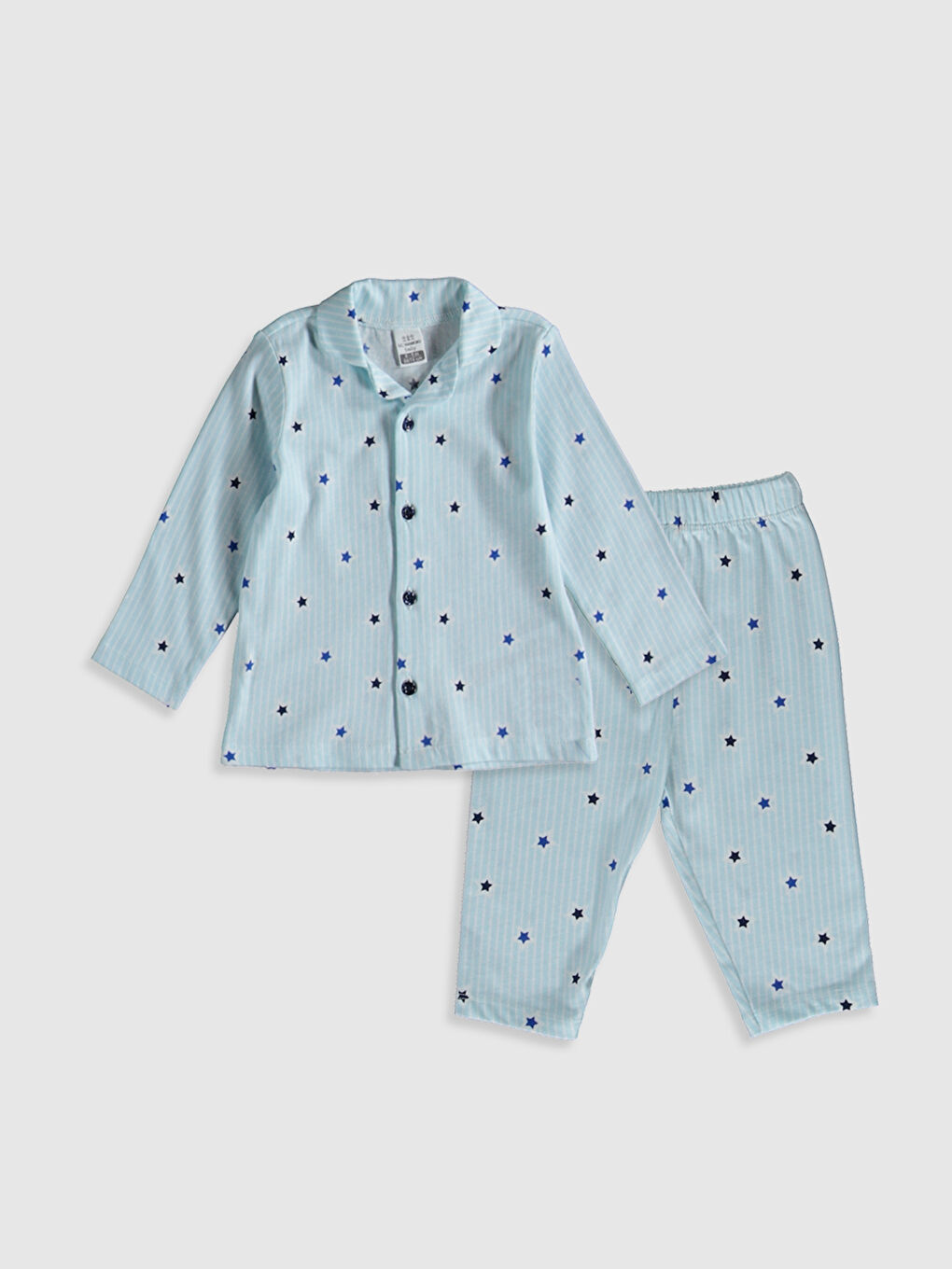 Beyaz Erkek Bebek Desenli Pijama Alt ve Üst Takım