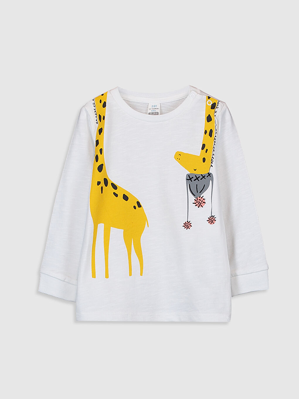 Ekru Bisiklet Yaka Uzun Kollu Erkek Bebek Tişört