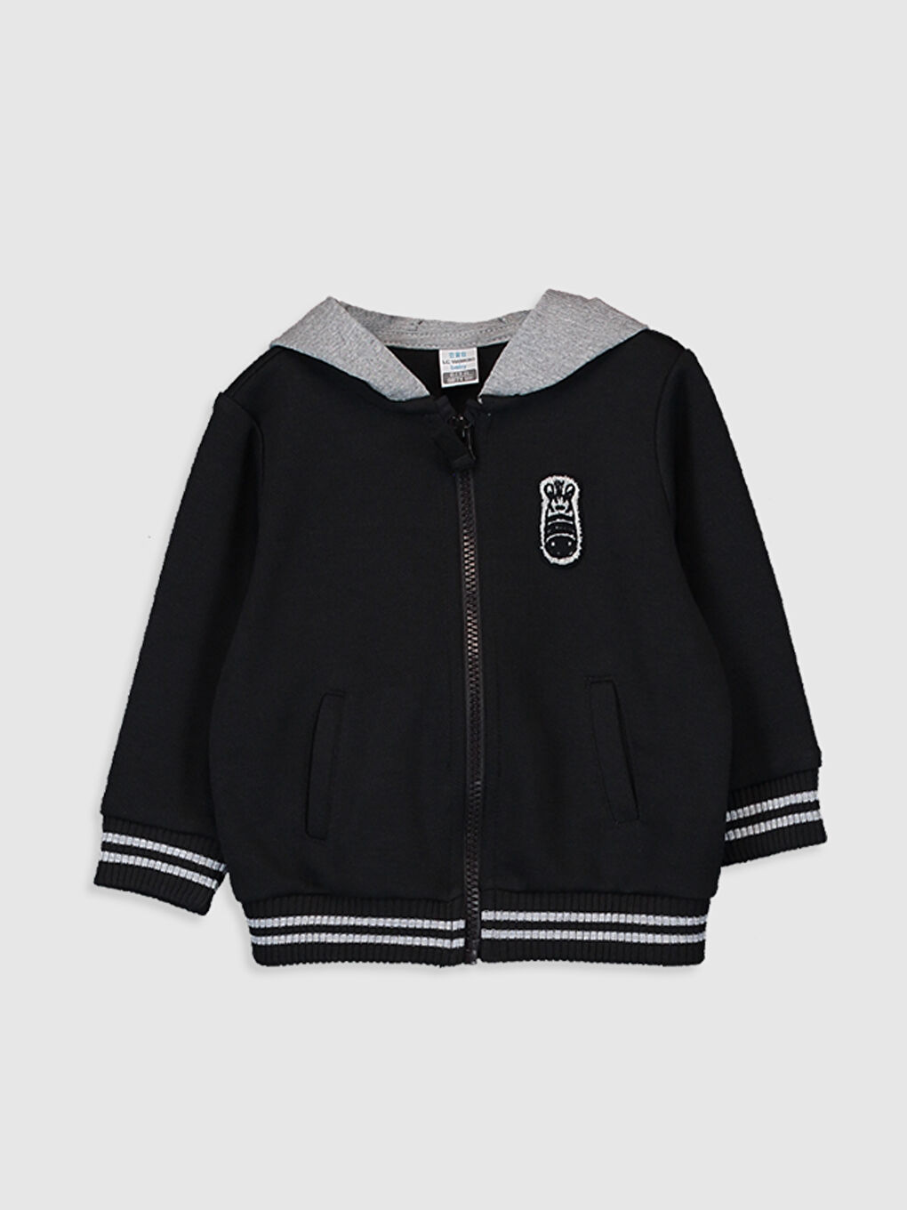 Kapüşonlu Uzun Kollu Erkek Bebek Fermuarlı Sweatshirt