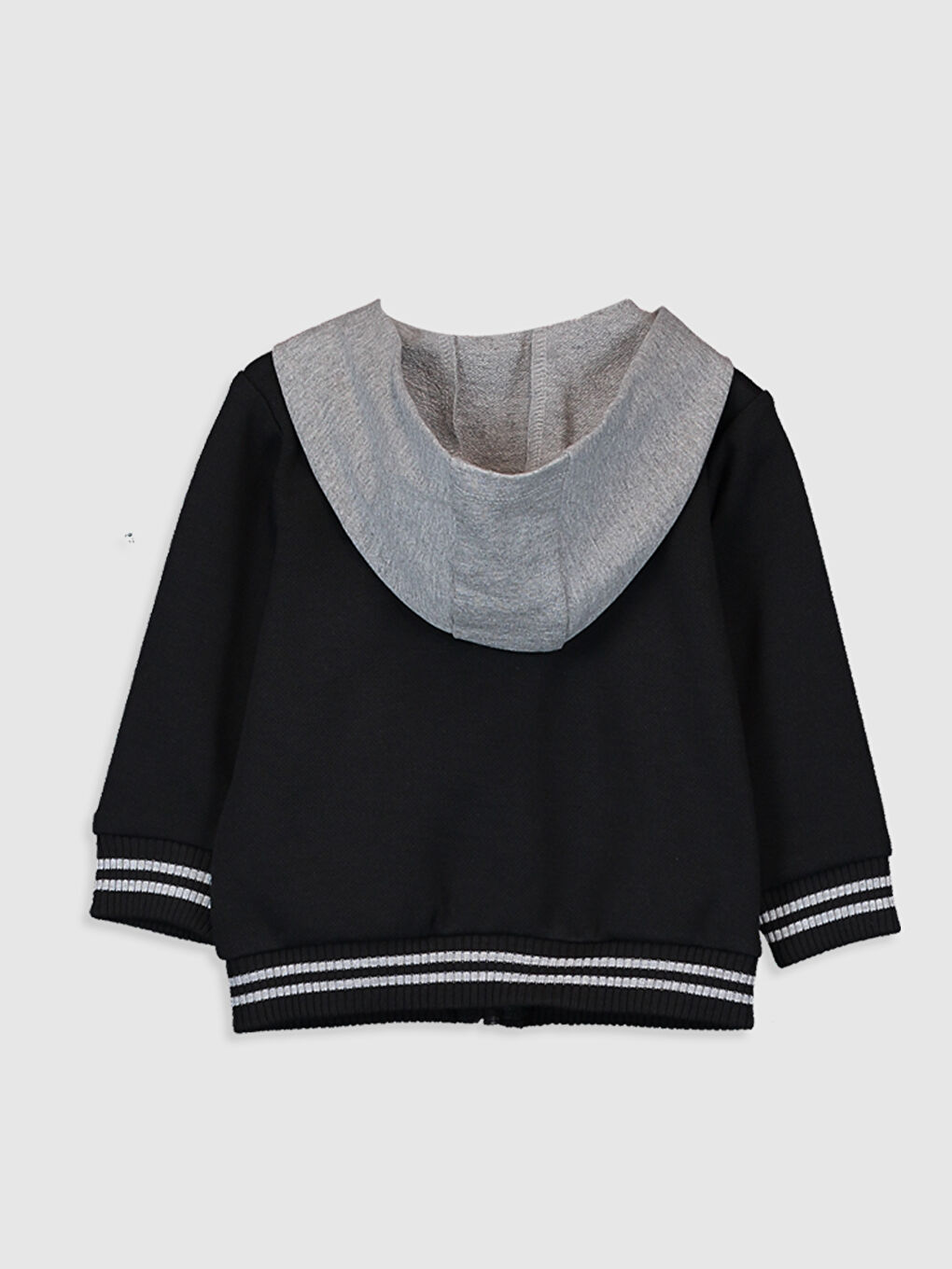 Kapüşonlu Uzun Kollu Erkek Bebek Fermuarlı Sweatshirt-1