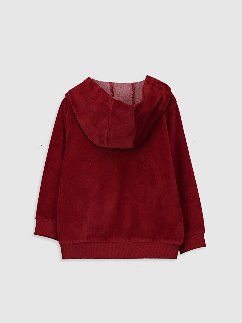 Kırmızı Kapüşonlu Uzun Kollu Erkek Bebek Fermuarlı Sweatshirt-1