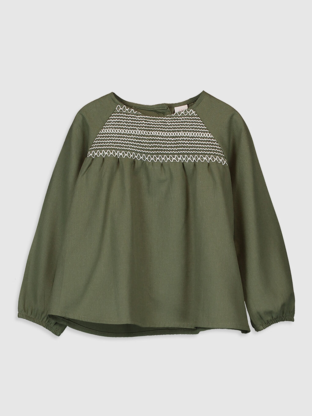 Блузка с круглым вырезом и длинным рукавом из хлопка для малышки девочки
