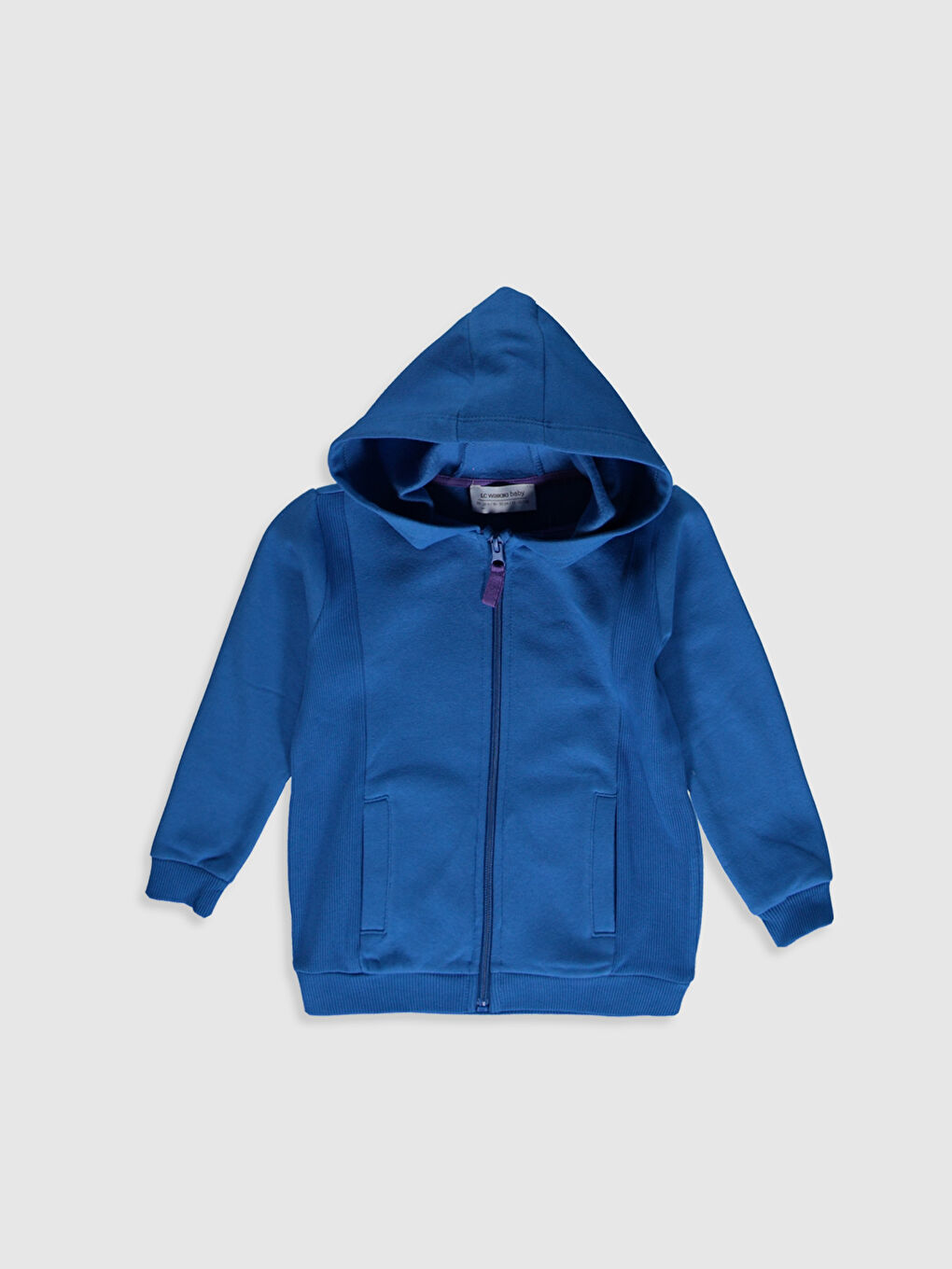 Mavi Kapüşonlu Uzun Kollu Erkek Bebek Fermuarlı Sweatshirt