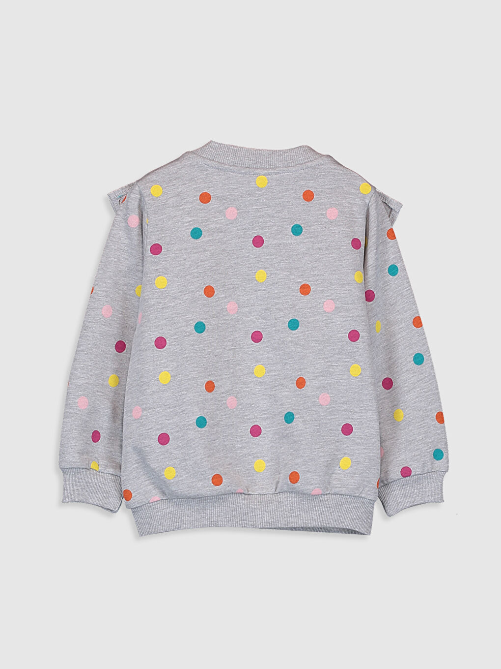 Gri Baskılı Fermuarlı Sweatshirt-1