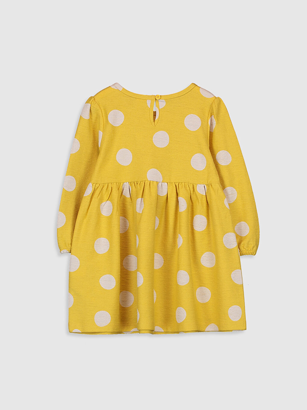 Koyu Sarı Baskılı Elbise-1