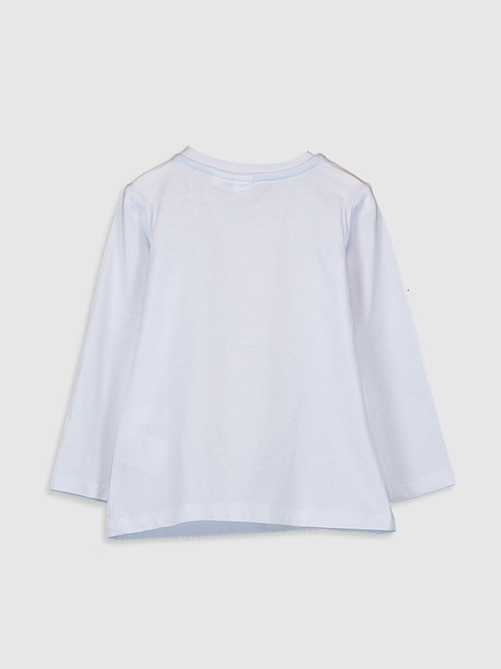 Beyaz Bisiklet Yaka Uzun Kollu Erkek Bebek Tişört-1