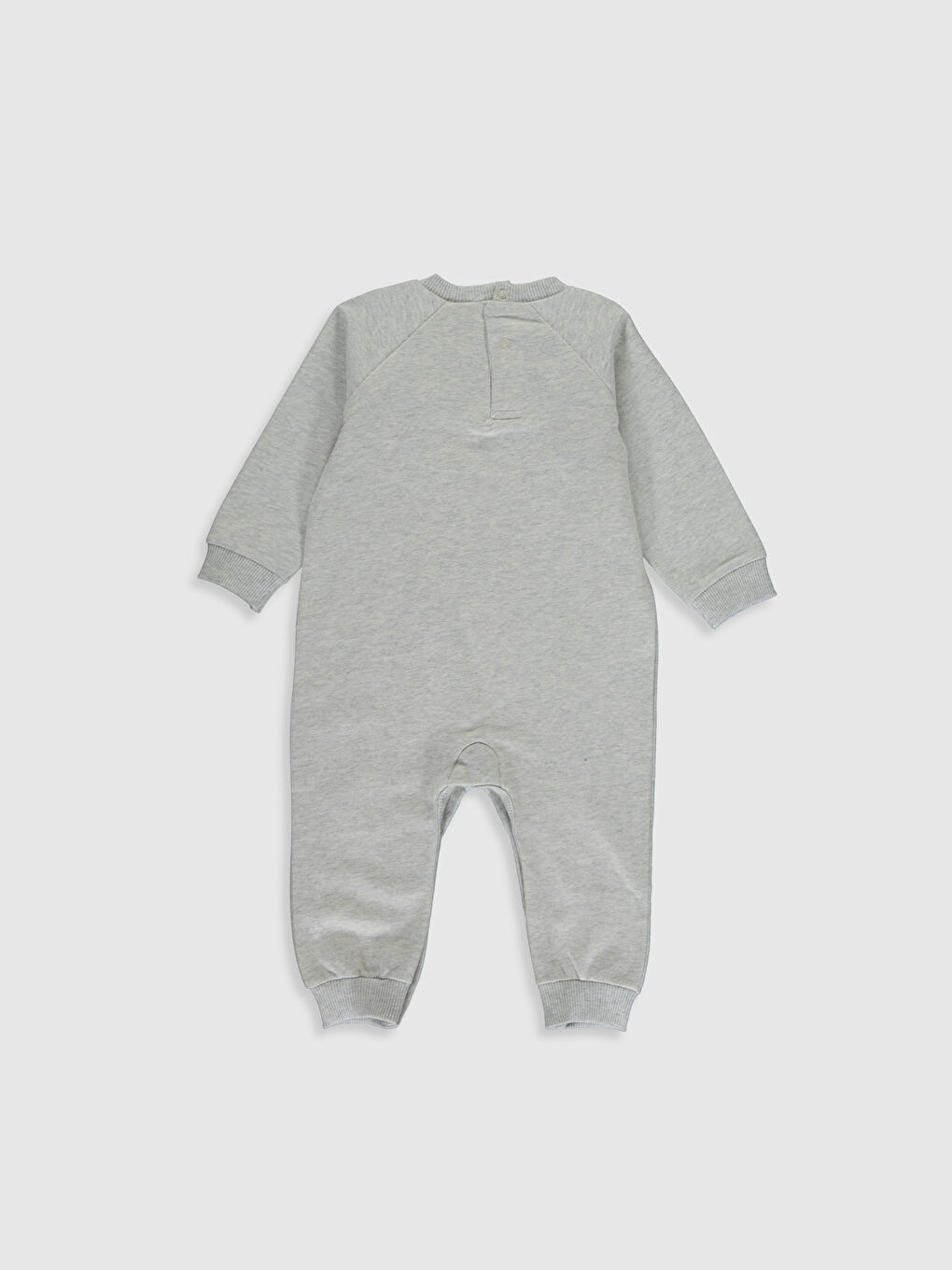 Gri Bisiklet Yaka Uzun Kollu Minnie Mouse Baskılı Kız Bebek Triko Tulum-1