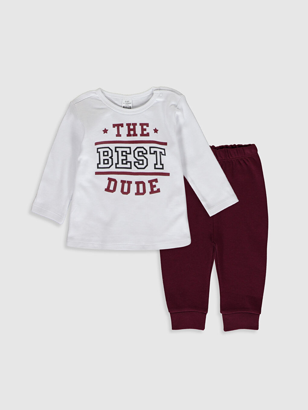 Beyaz Erkek Bebek Yazı Baskılı Pijama Takımı