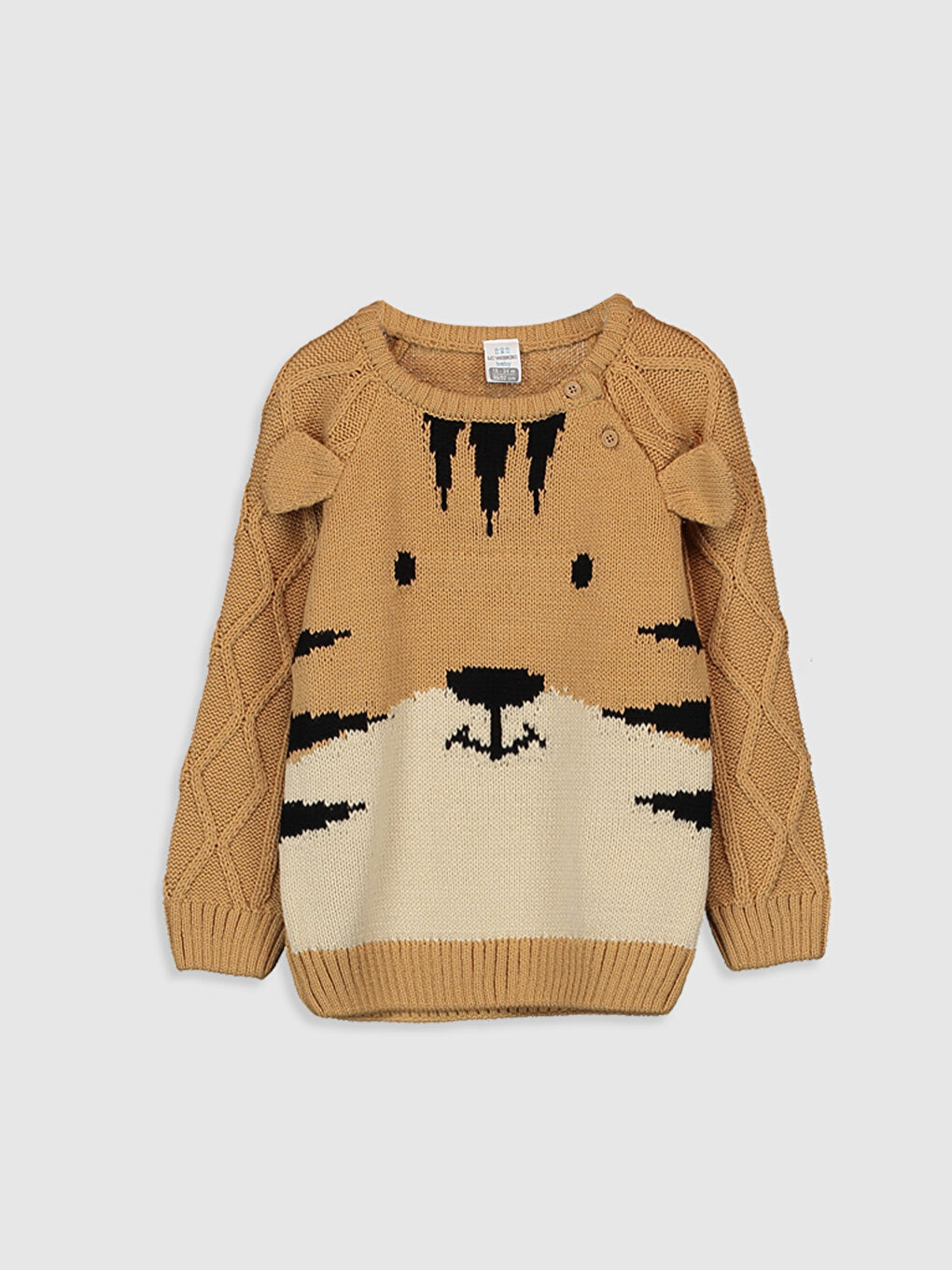 Bej Bisiklet Yaka Erkek Bebek Kazak