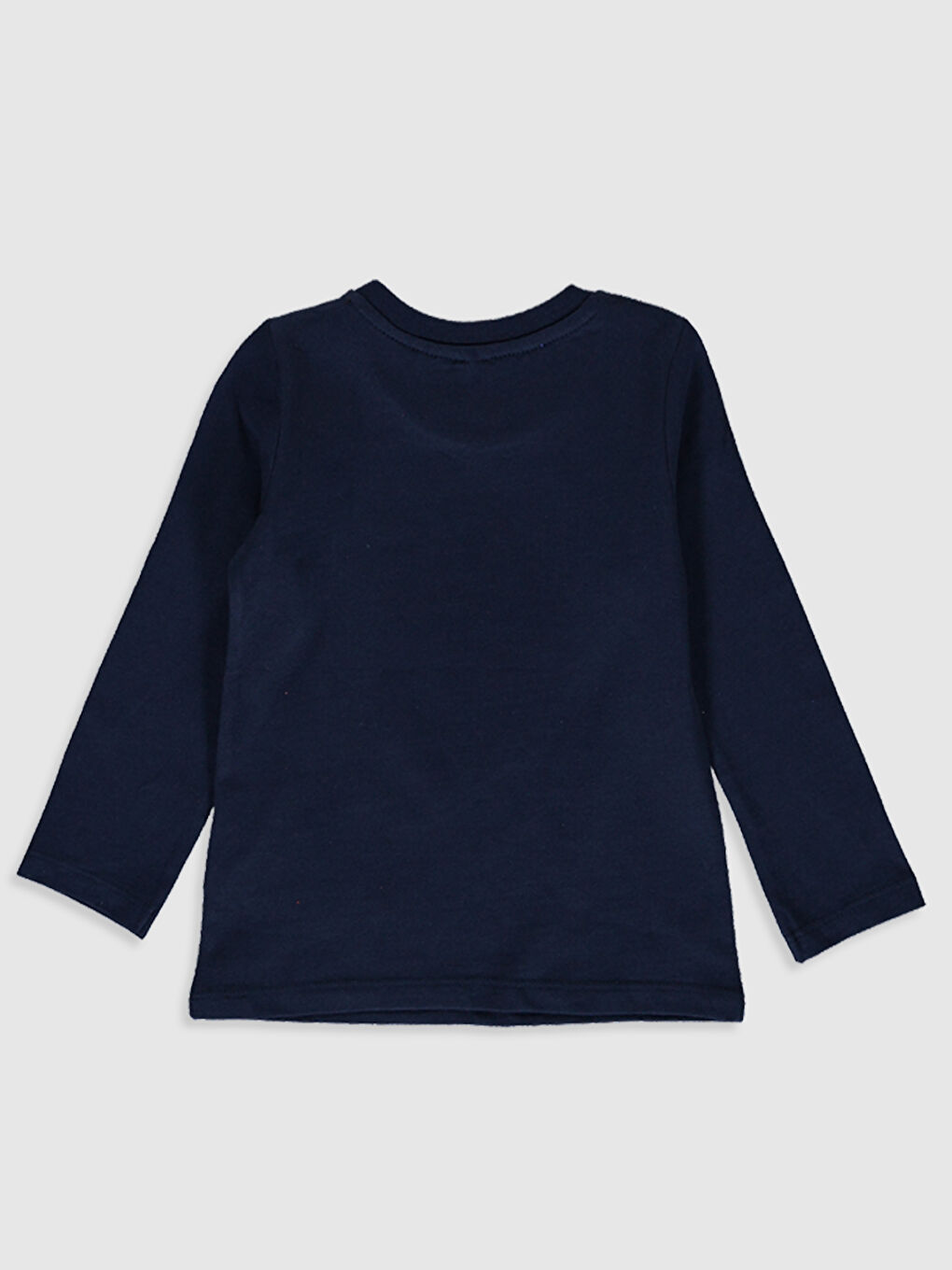 Lacivert Bisiklet Yaka Uzun Kollu Erkek Bebek Tişört-1