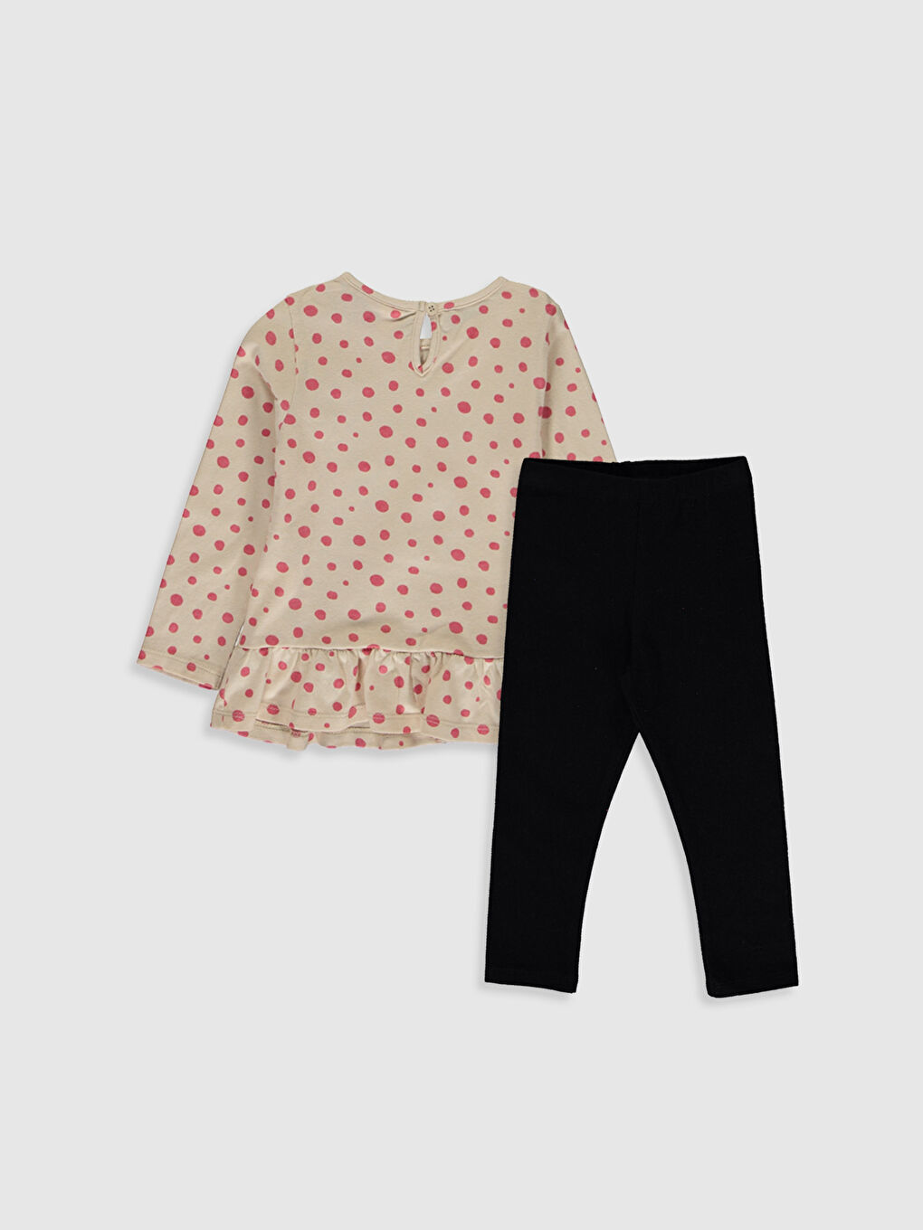 Pembe Kız Bebek Minnie Mouse Baskılı Sweatshirt ve Pantolon-1