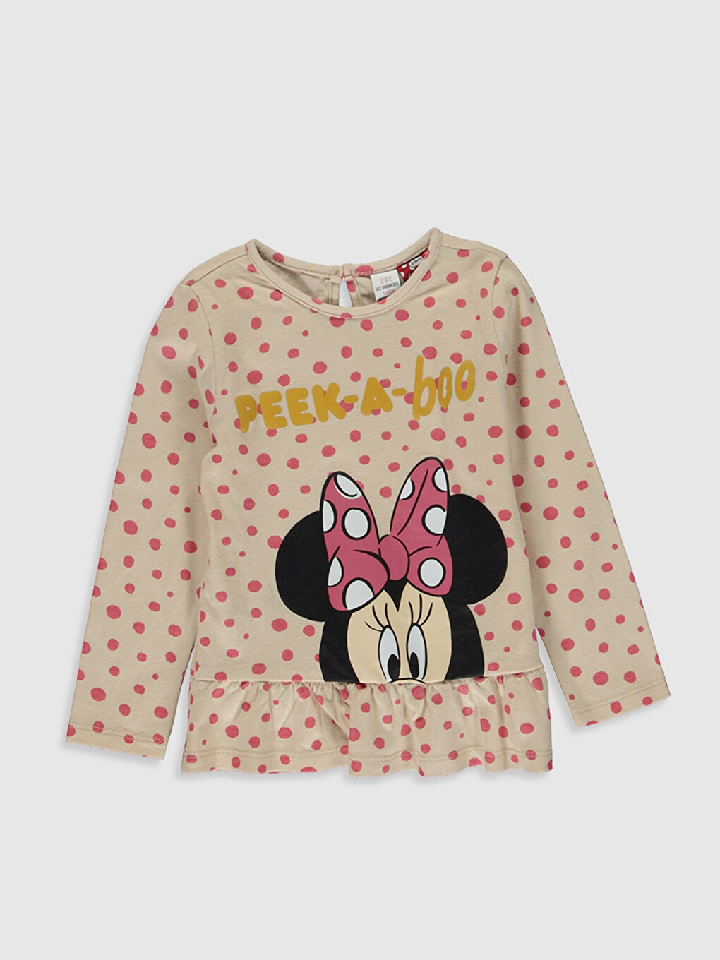 Pembe Kız Bebek Minnie Mouse Baskılı Sweatshirt ve Pantolon-2