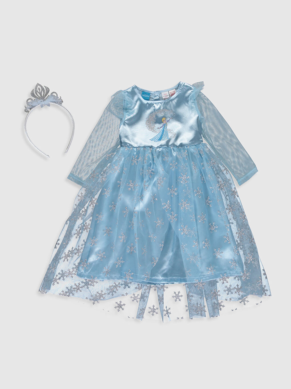 Girl's Elsa Printed Dress and Crown