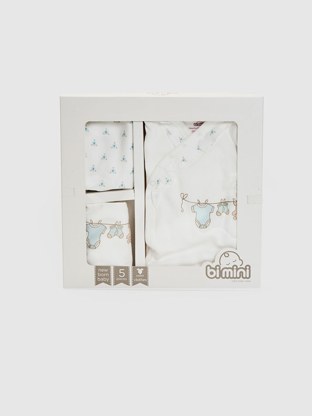 Ekru Bi Baby Desenli Hastane Çıkış Seti