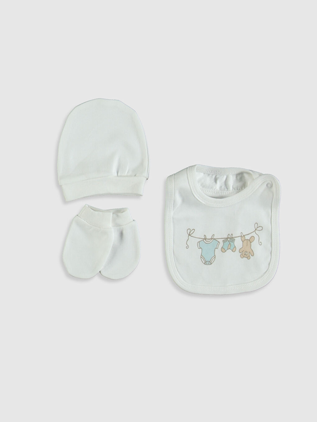 Ekru Bi Baby Desenli Hastane Çıkış Seti-3