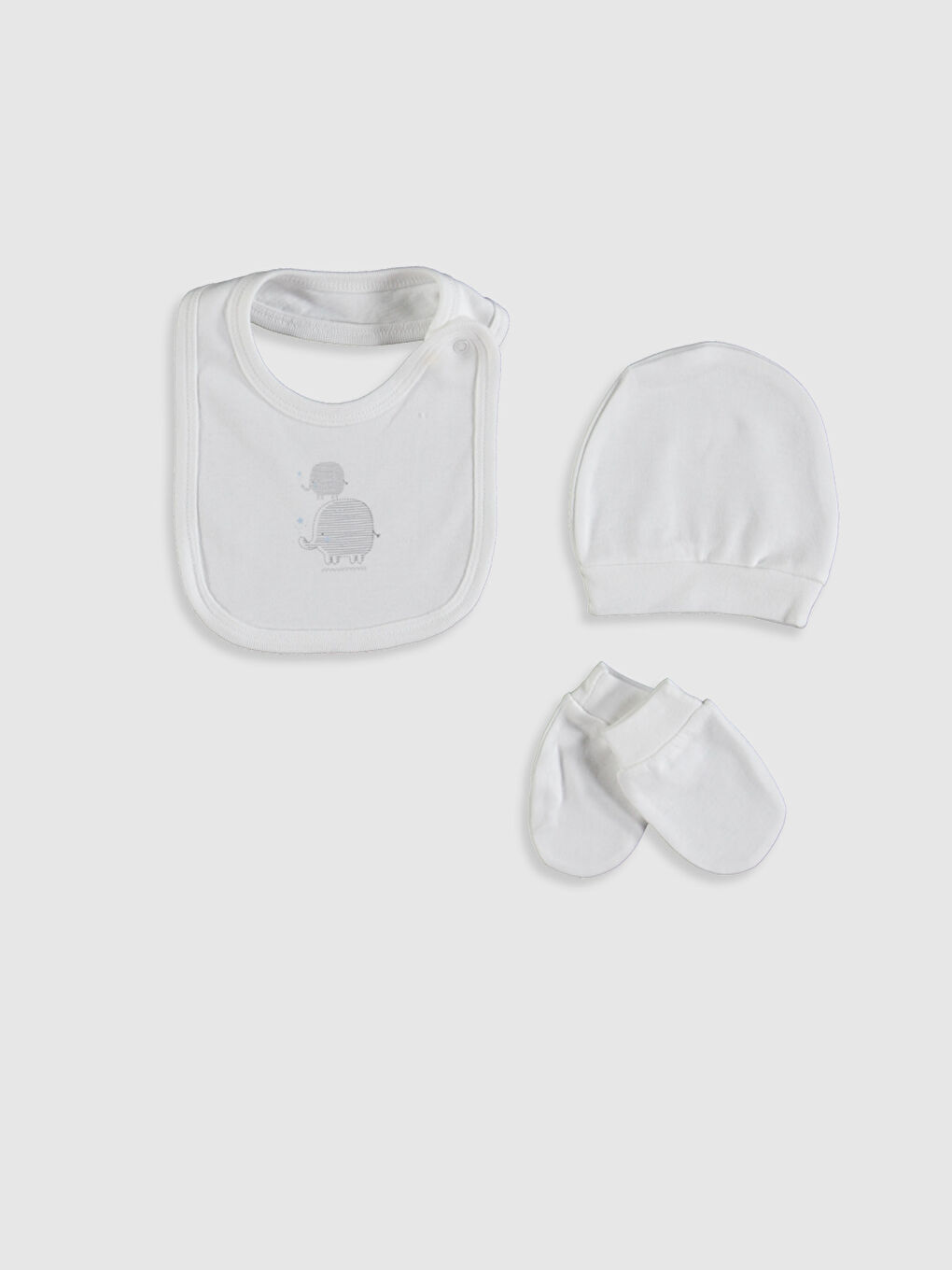 Beyaz Bi Mini Desenli Hastane Çıkış Seti 5'li-3