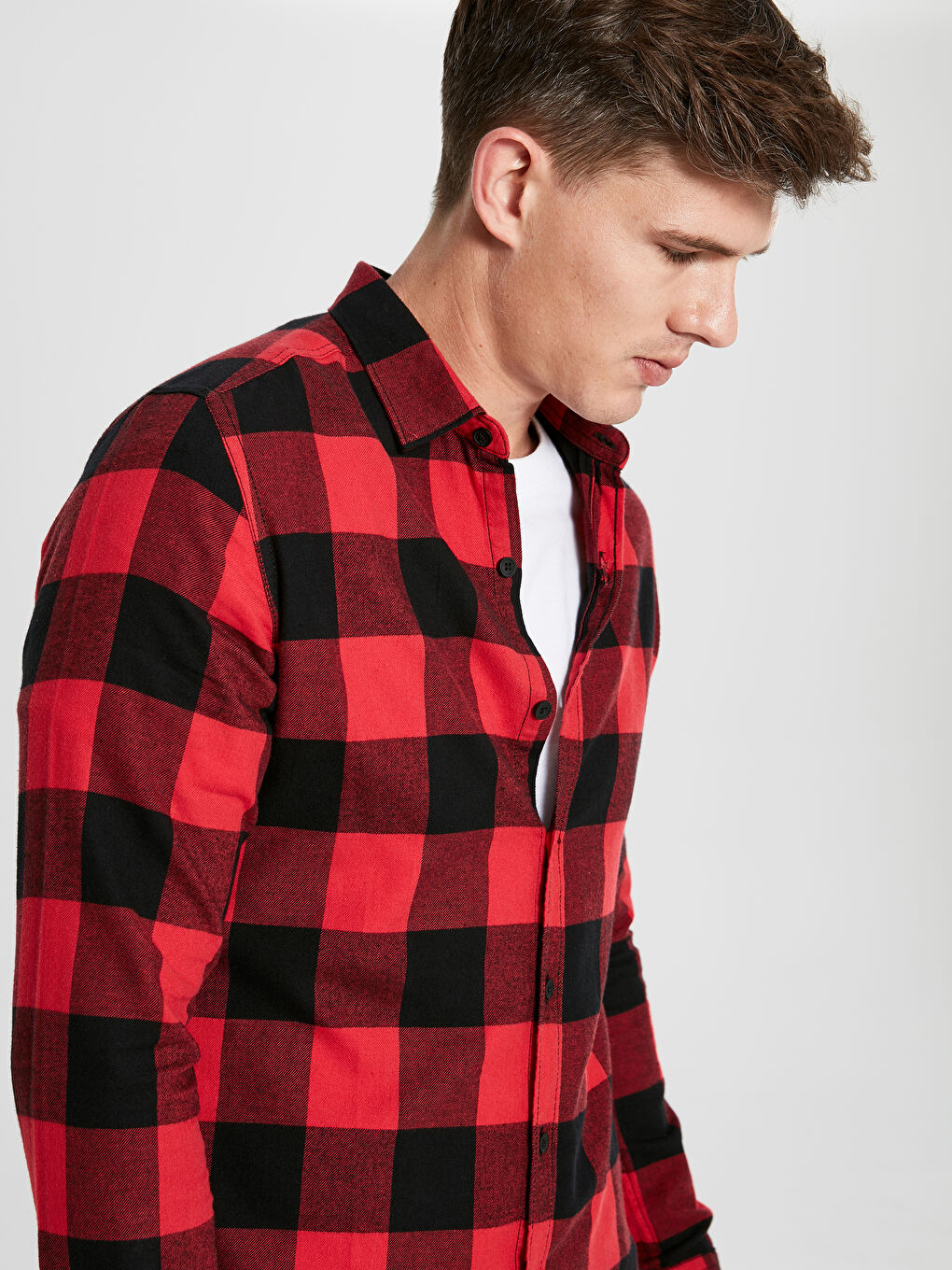 Экстра узкая клетчатая рубашка с длинным рукавом из поплина-2