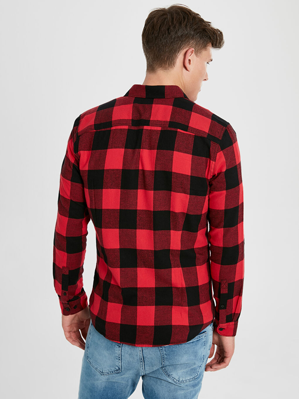 Экстра узкая клетчатая рубашка с длинным рукавом из поплина-3