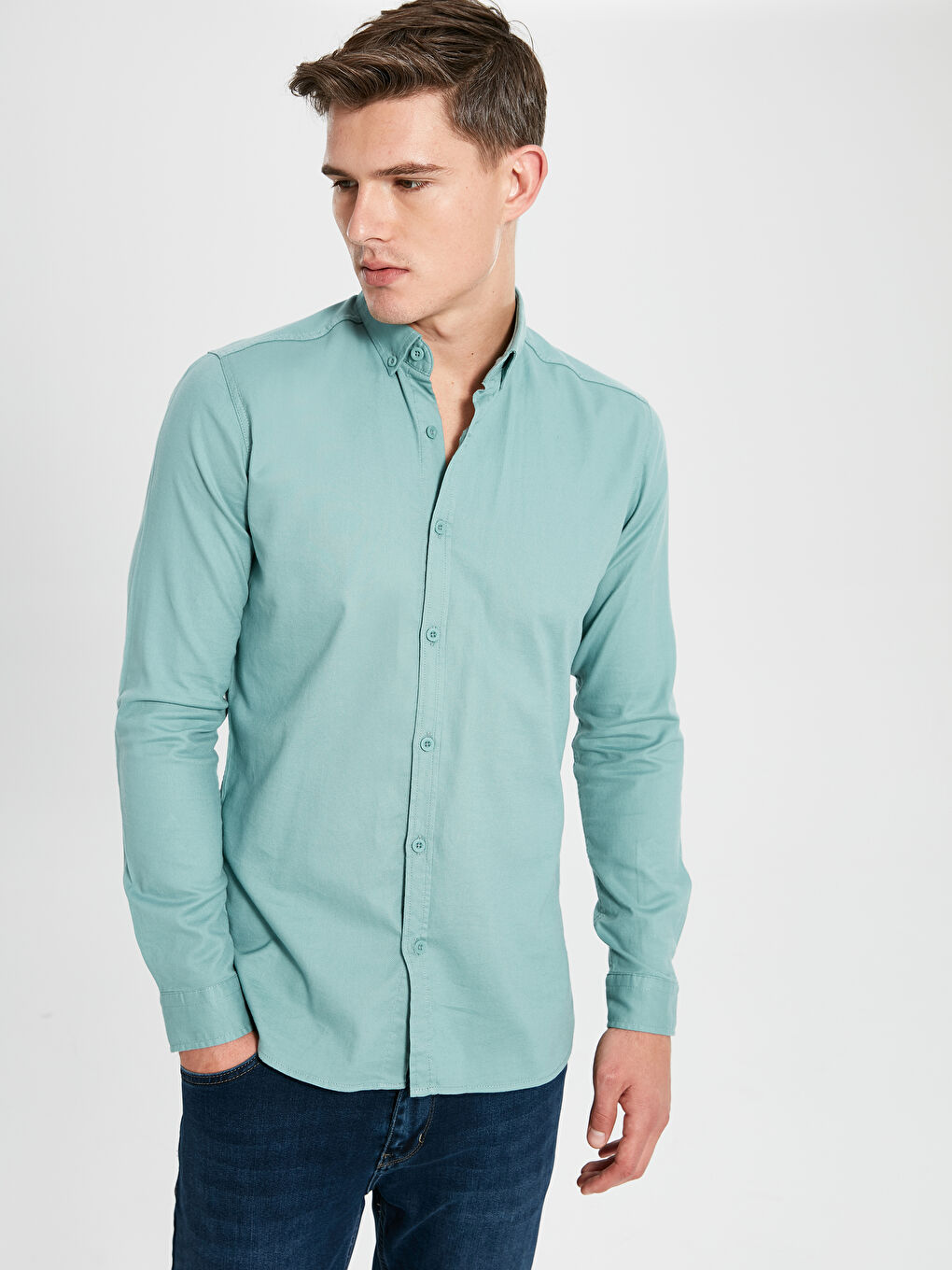 قميص بأكمام طويلة بقصة ضيقة للغاية-1